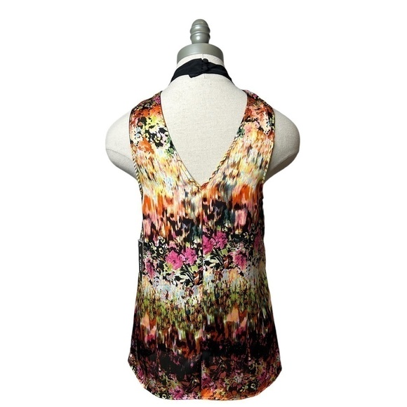 Allen B Multi Color Blurred Floral Print High Neck Sleeveless Blouse Size Small - Picture 8 of 12